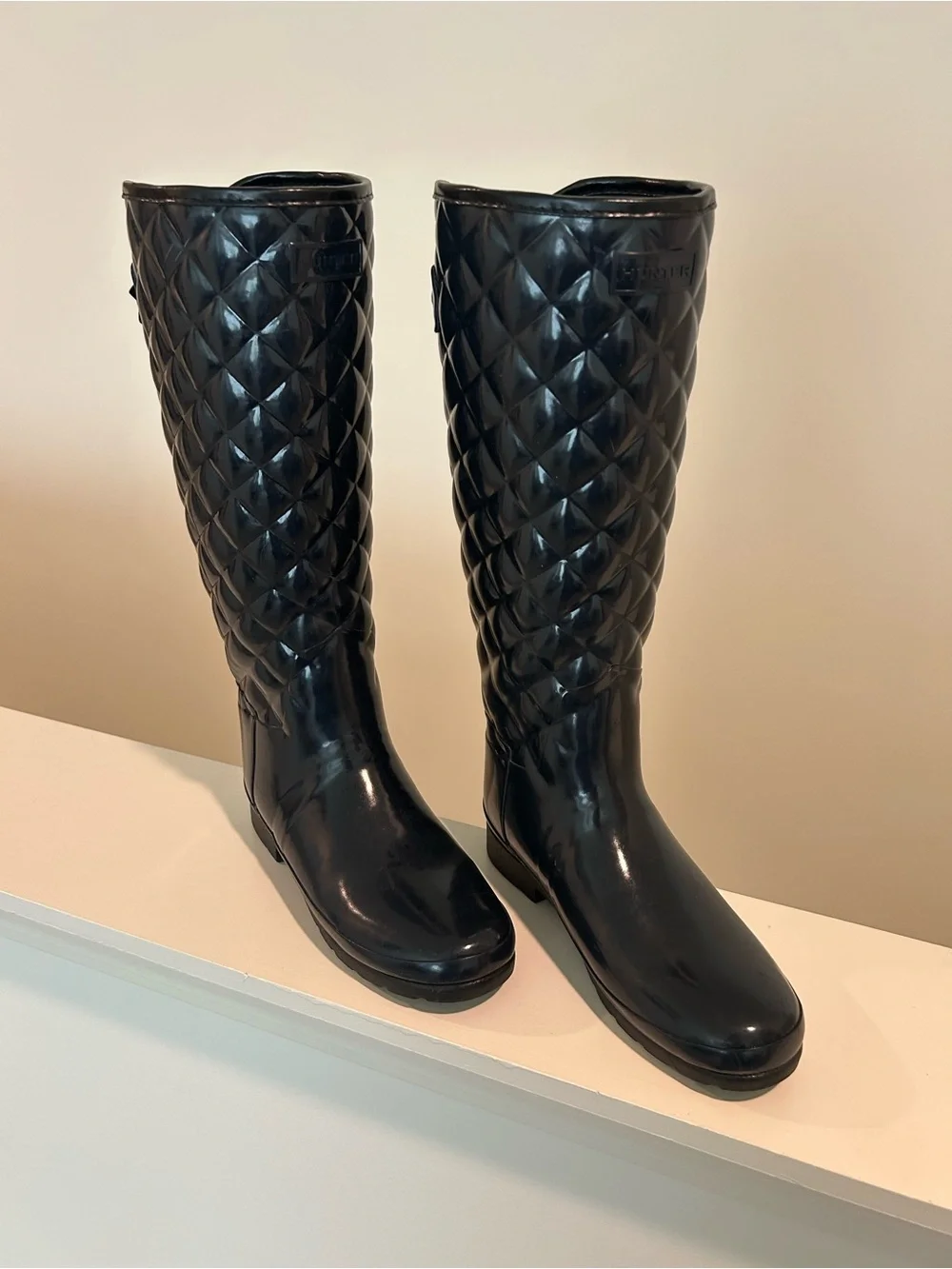 Hunter (8)  Quilted Tall Rain Boots in Black